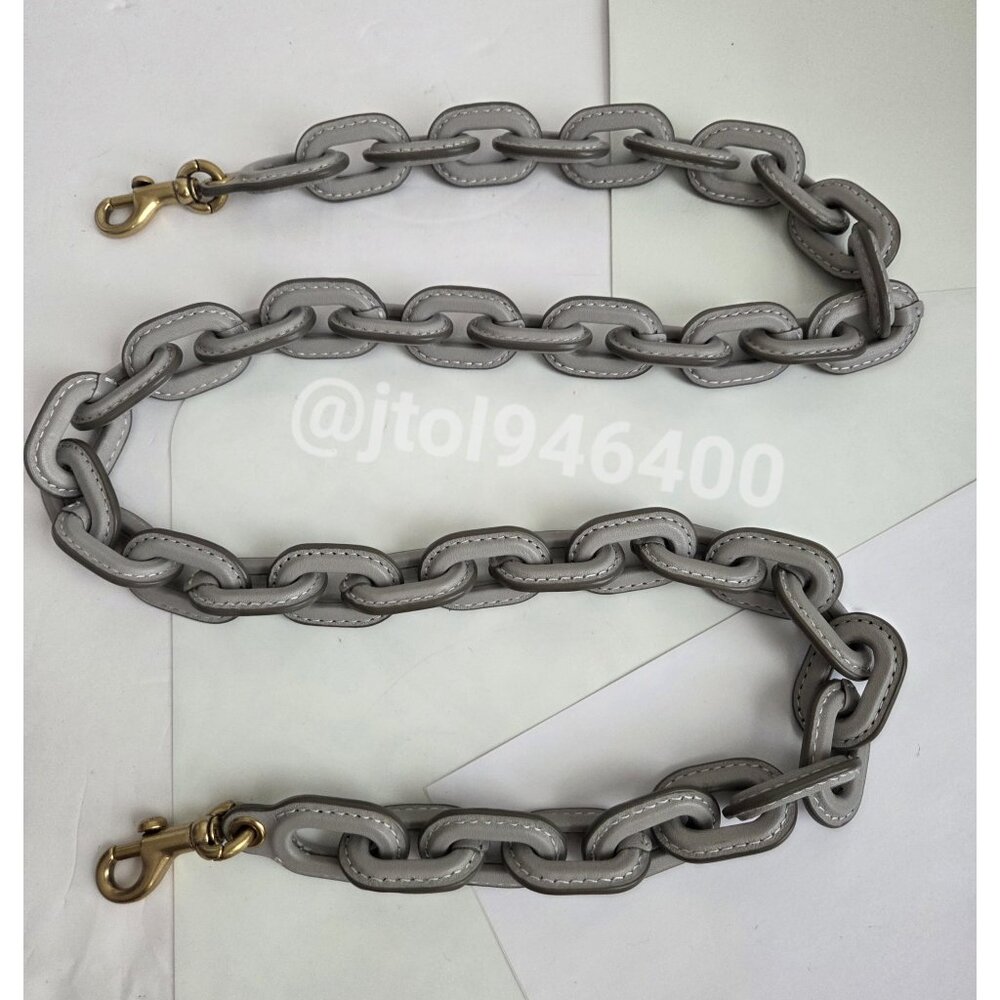 Coach Grey Leather Chain Purse Strap